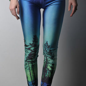 Green Blue Ombre Ethereal Forest Leggings BNWT